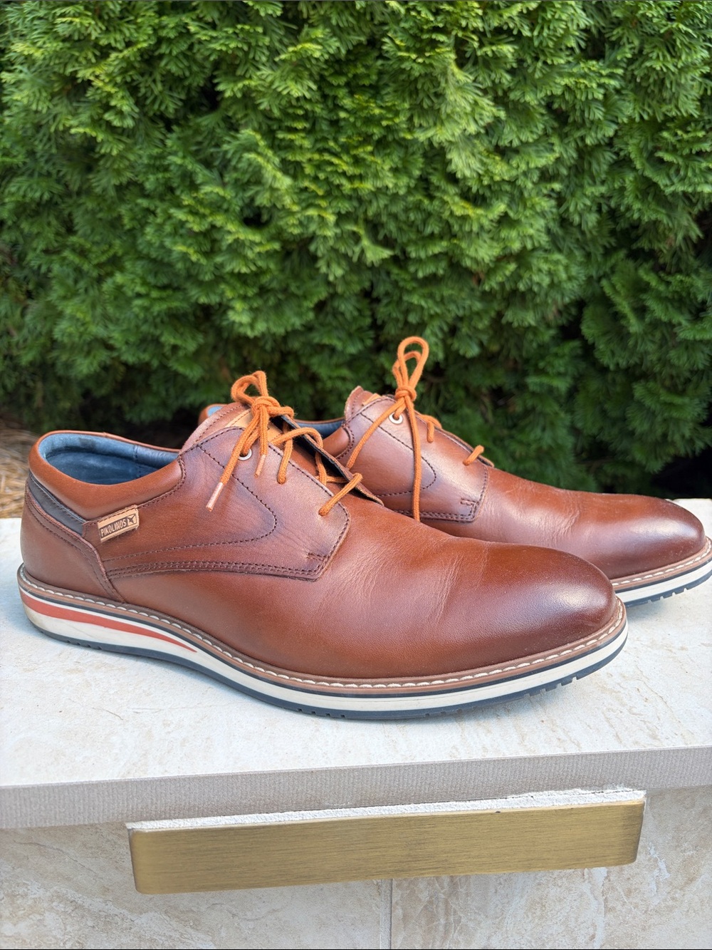 PIKOLINOS Men's Cognac Leather Lace-Up Oxfords